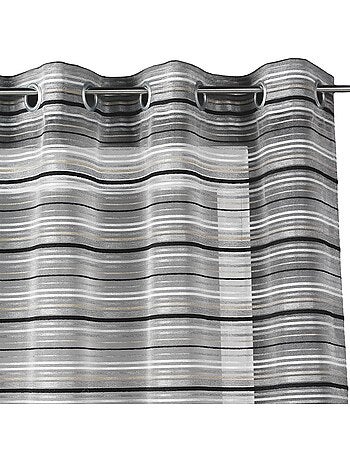 Voilage organza tissé à rayures horizontales et œillets