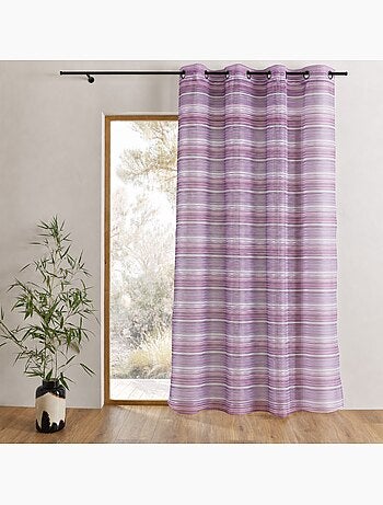 Voilage organza tissé à rayures horizontales et œillets