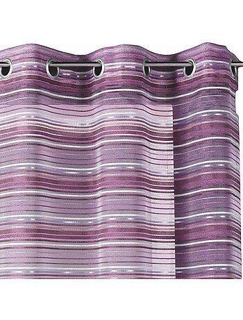 Voilage organza tissé à rayures horizontales et œillets