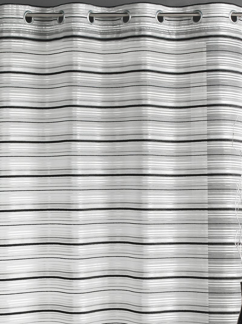 Voilage Organza tissé Rayures horizontales Argent - Kiabi