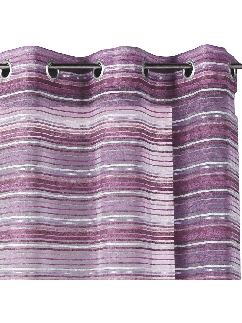 Voilage Organza tissé Rayures horizontales Parme - Kiabi