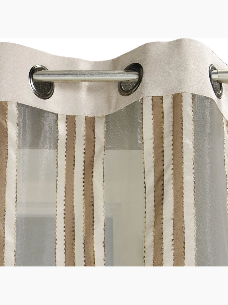 Voilage organza transparent à rayures verticales Beige - Kiabi