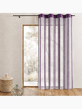 Voilage organza transparent à rayures verticales
