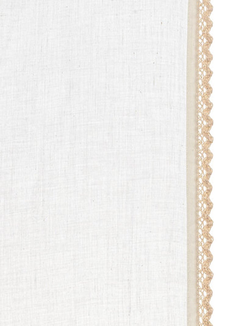 Voilage passe tringle style cottage avec dentelle Beige - Kiabi