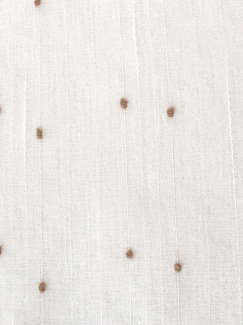 Voilage plumetis  - Effet lin avec œillets Bois naturel - Kiabi