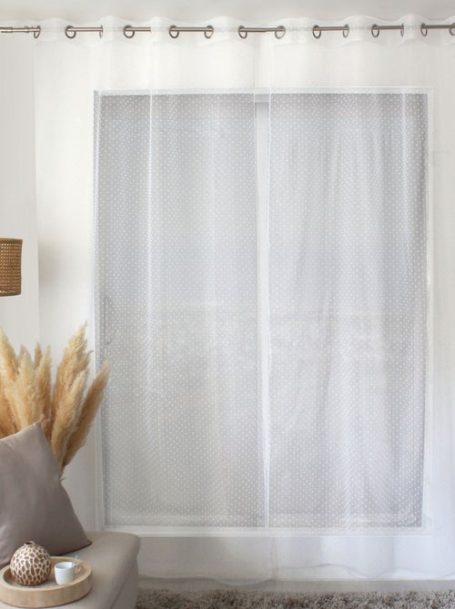 Voilage plumetis en organza avec œillets - Kiabi