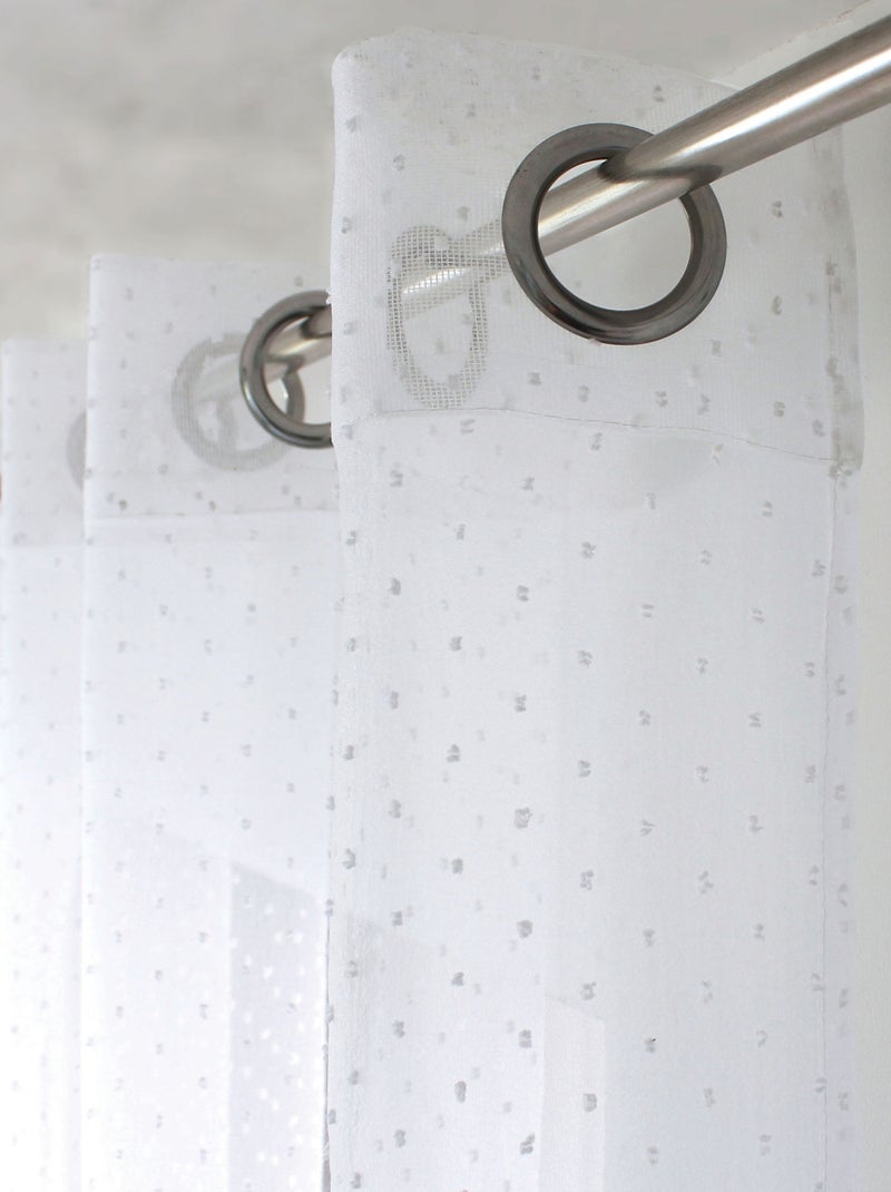 Voilage plumetis en organza avec œillets Blanc - Kiabi