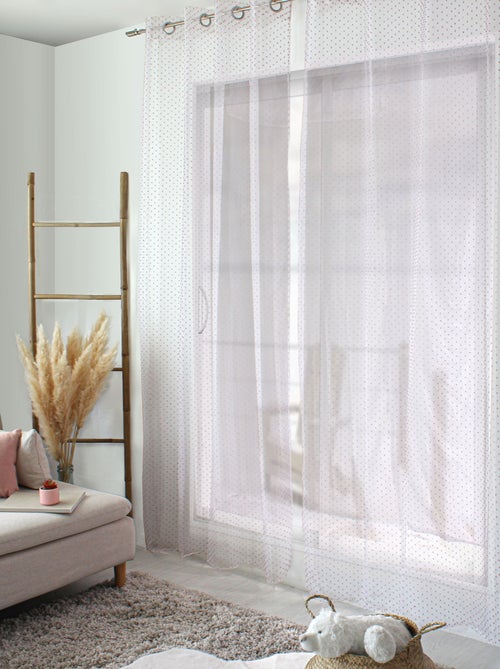 Voilage plumetis en organza avec œillets - Kiabi