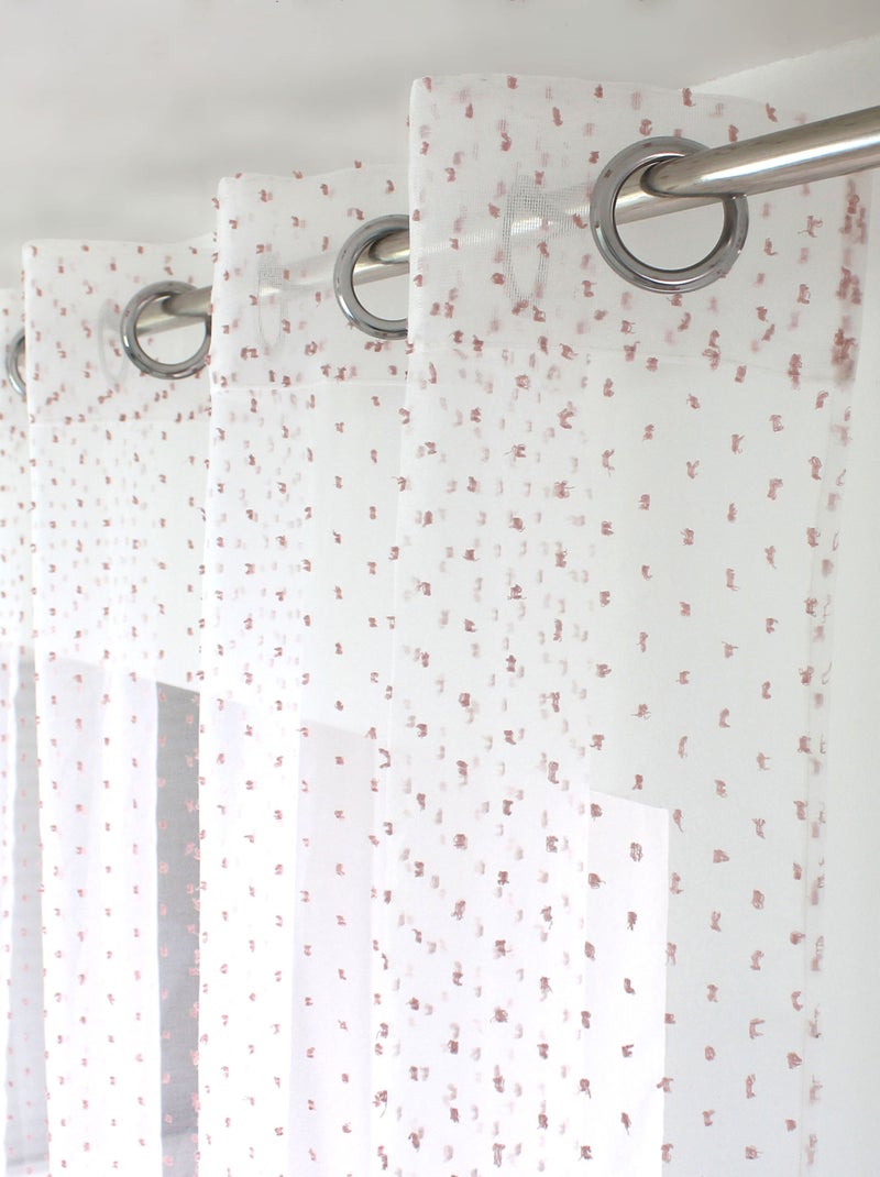 Voilage plumetis en organza avec œillets Vieux rose - Kiabi