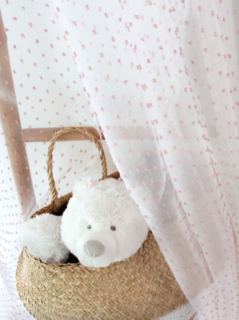 Voilage plumetis en organza avec œillets Vieux rose - Kiabi