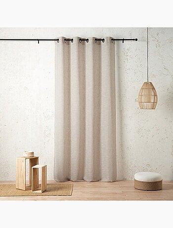 Voilage poly-lin à relief flammé avec œillets