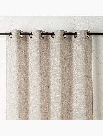 Voilage poly-lin à relief flammé avec œillets