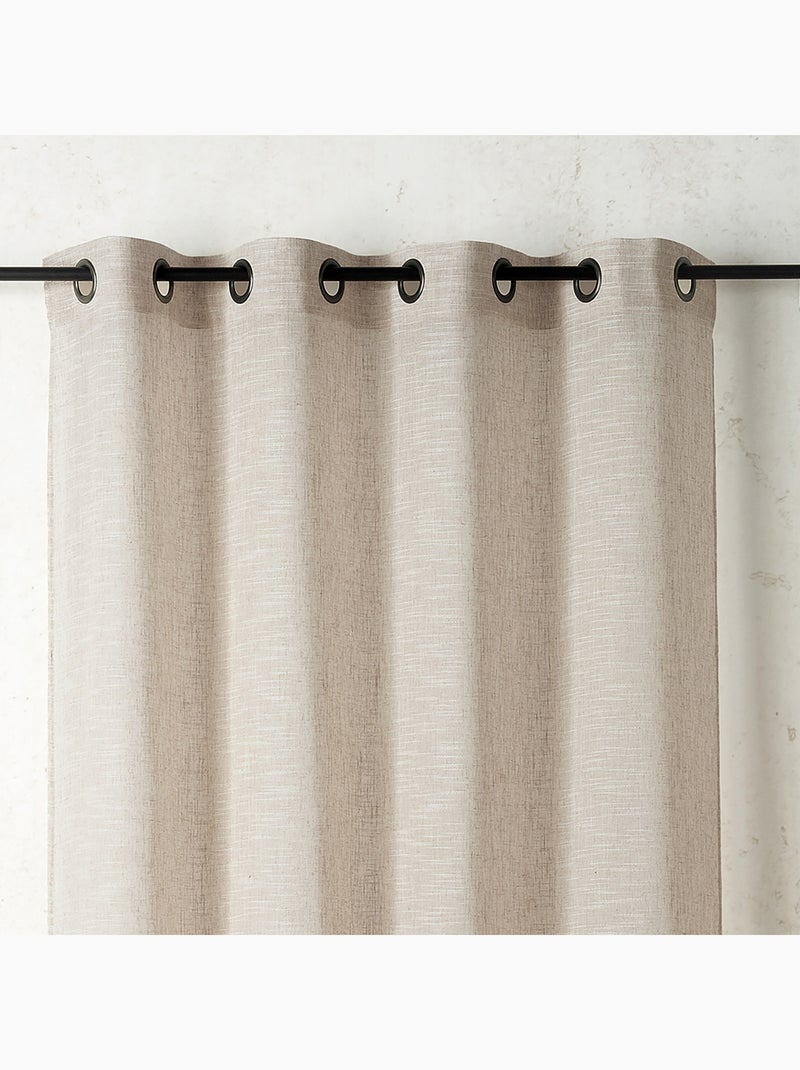 Voilage poly-lin à relief flammé avec œillets Bois naturel - Kiabi