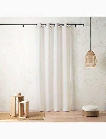 Voilage poly-lin à relief flammé avec œillets