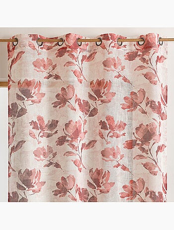 Voilage poly-lin imprimé à motif floral avec œillets
