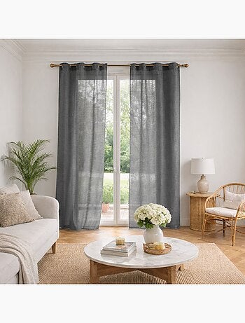 Voilage poly-lin uni fluide