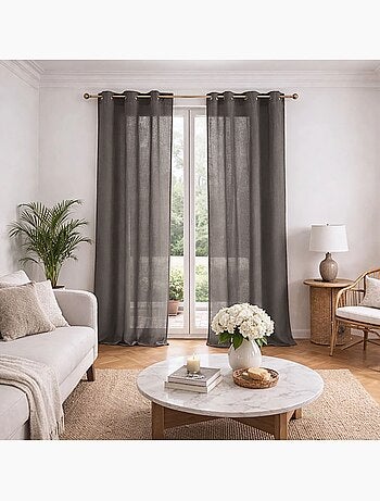 Voilage poly-lin uni fluide