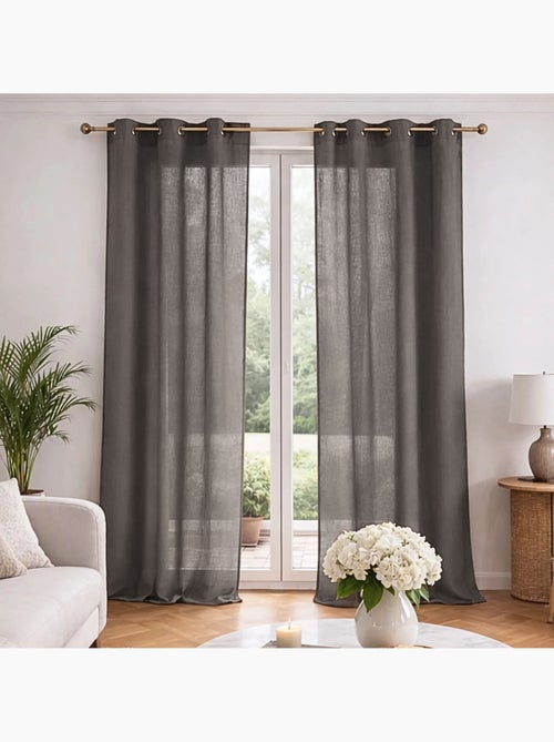 Voilage poly-lin uni  fluide - Kiabi