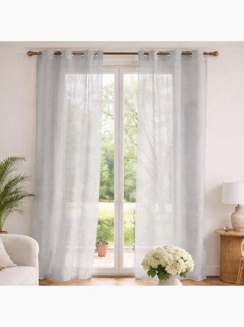 Voilage poly-lin uni  fluide - Kiabi