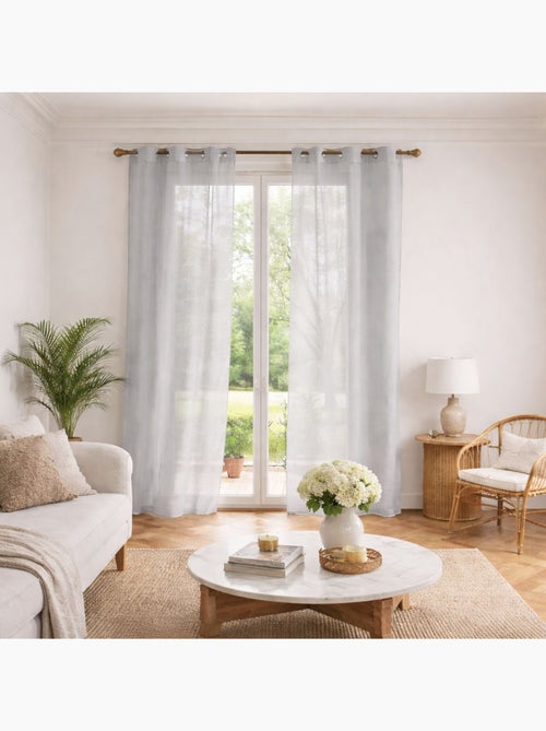 Voilage poly-lin uni  fluide - Kiabi