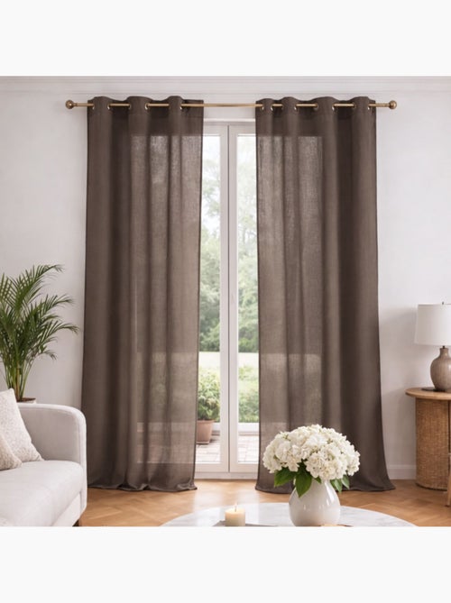 Voilage poly-lin uni  fluide - Kiabi