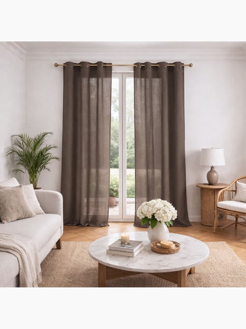 Voilage poly-lin uni  fluide - Kiabi