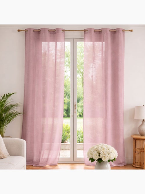 Voilage poly-lin uni  fluide - Kiabi