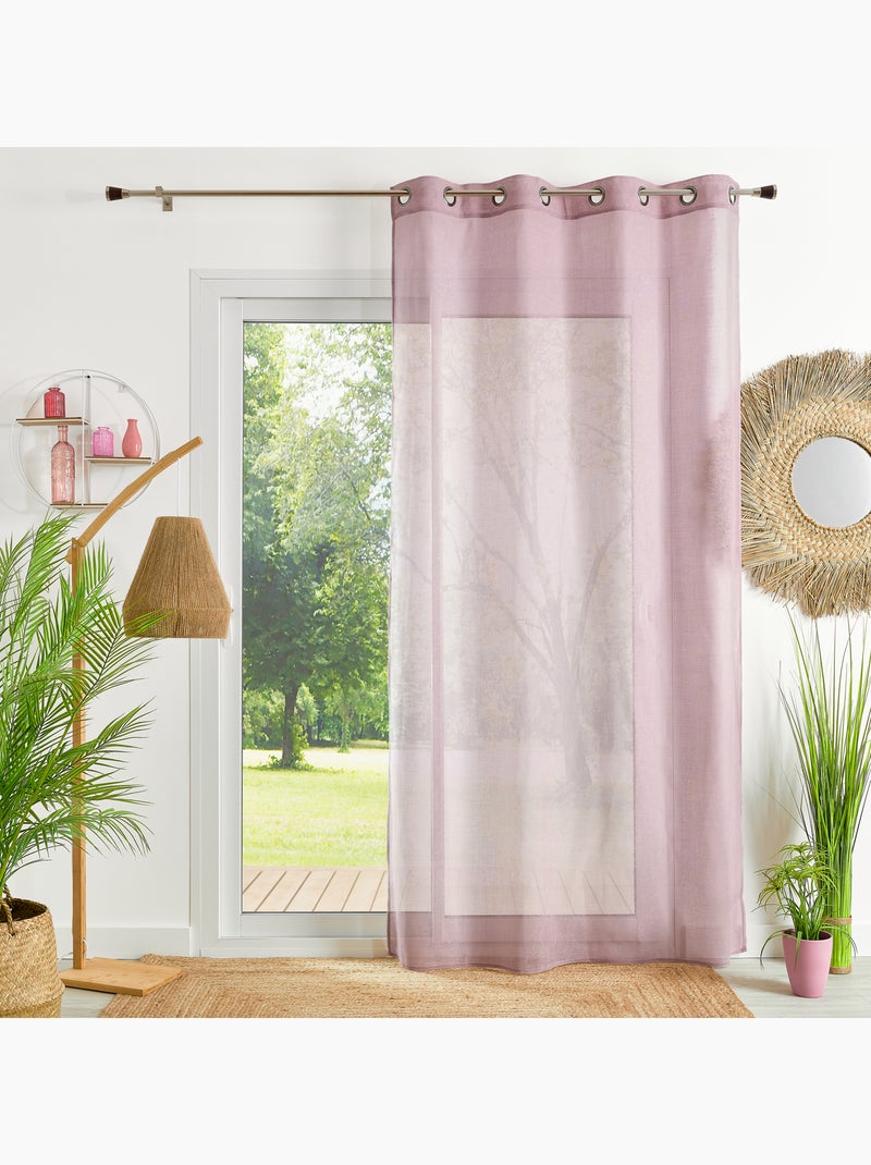 Voilage poly-lin uni  fluide Vieux rose - Kiabi