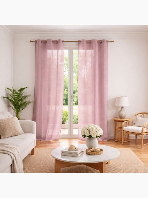 Voilage poly-lin uni  fluide - Kiabi