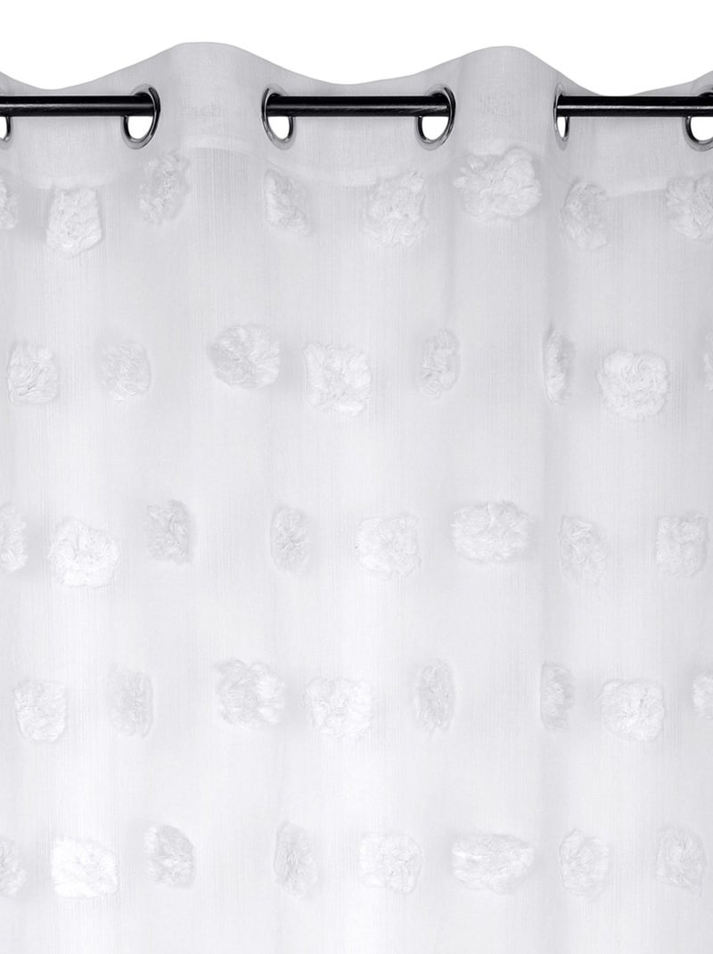 Voilage pompons brodés Blanc - Kiabi