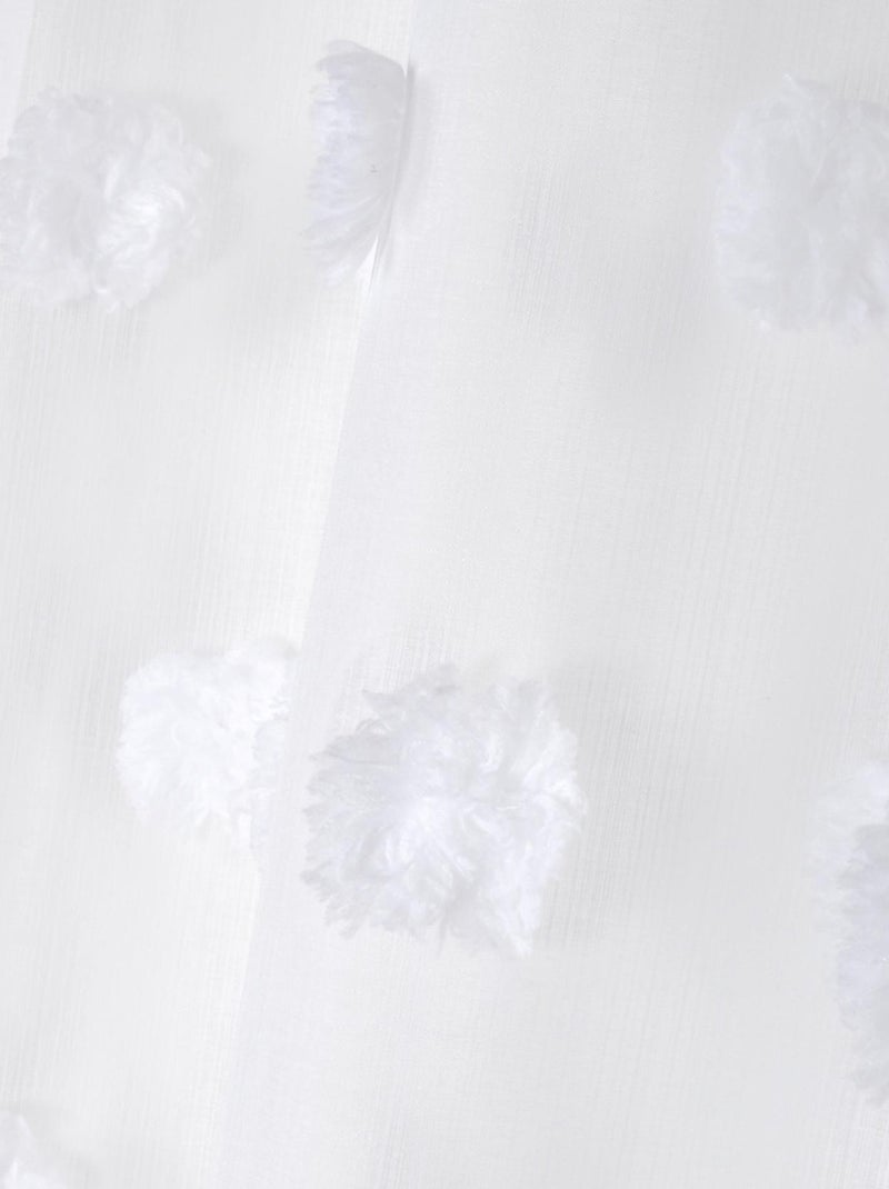 Voilage pompons brodés Blanc - Kiabi