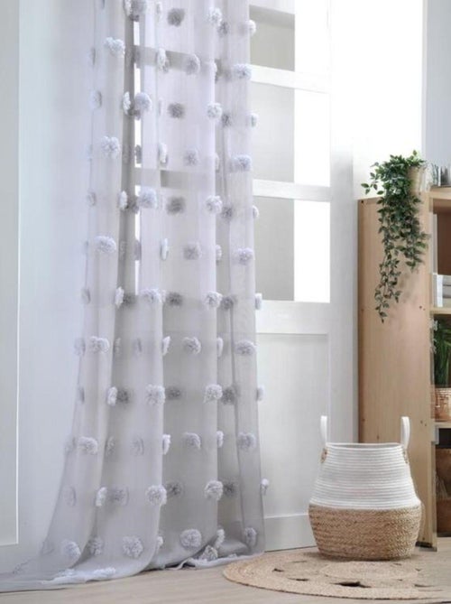 Voilage pompons brodés - Kiabi