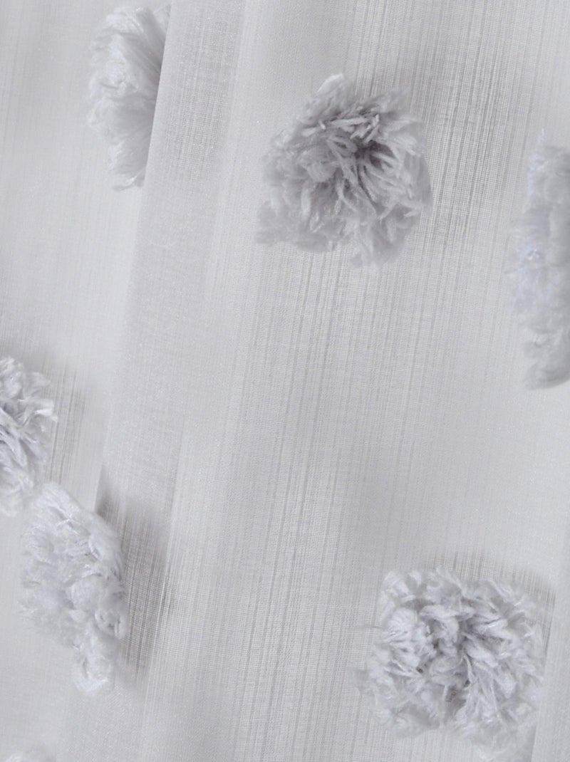 Voilage pompons brodés Gris perle - Kiabi