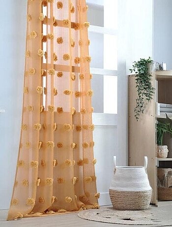 Voilage pompons brodés