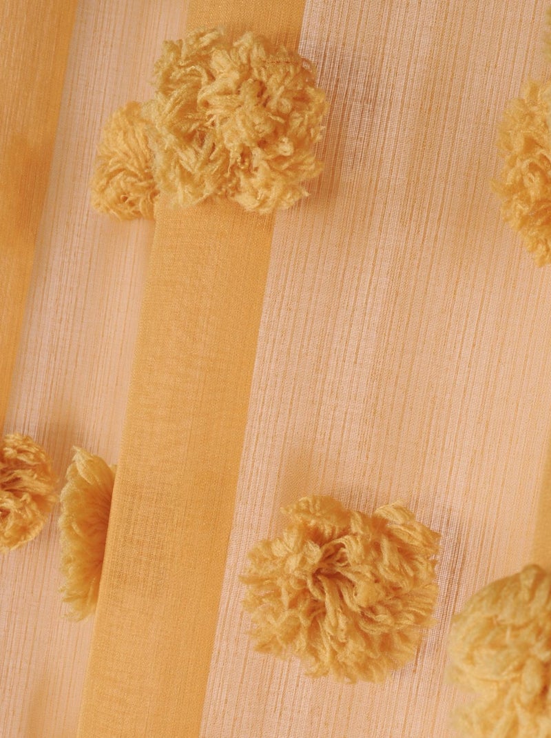 Voilage pompons brodés Jaune moutarde - Kiabi