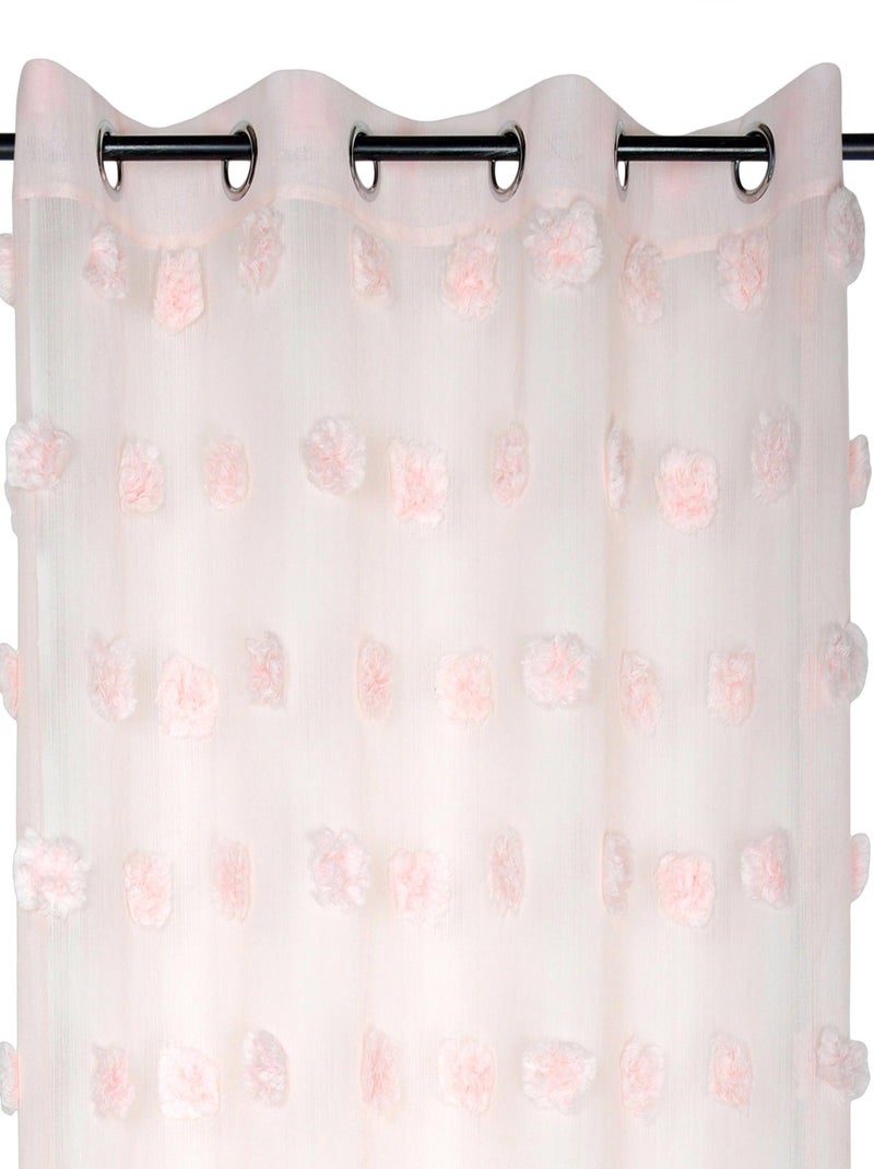Voilage pompons brodés Rose clair - Kiabi