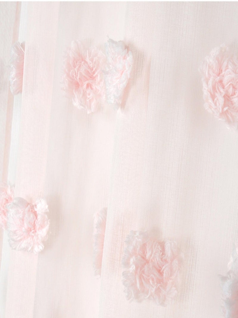 Voilage pompons brodés Rose clair - Kiabi