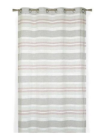 Voilage Rayé en Etamine Aspect Lin