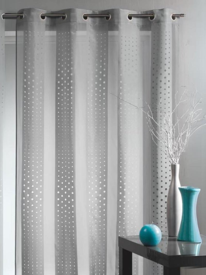 Voilage rayé et découpe laser Gris clair - Kiabi