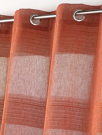 Voilage rayé fils chenille - Effet lin