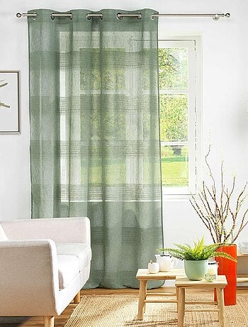 Voilage rayé fils chenille - Effet lin