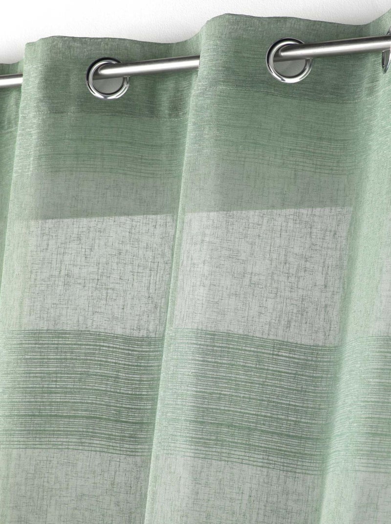 Voilage rayé fils chenille  - Effet lin Vert - Kiabi