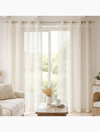 Voilage rayures brodées ton sur ton