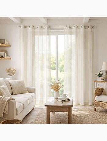 Voilage rayures brodées ton sur ton