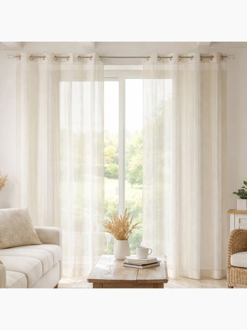 Voilage rayures brodées ton sur ton - Kiabi