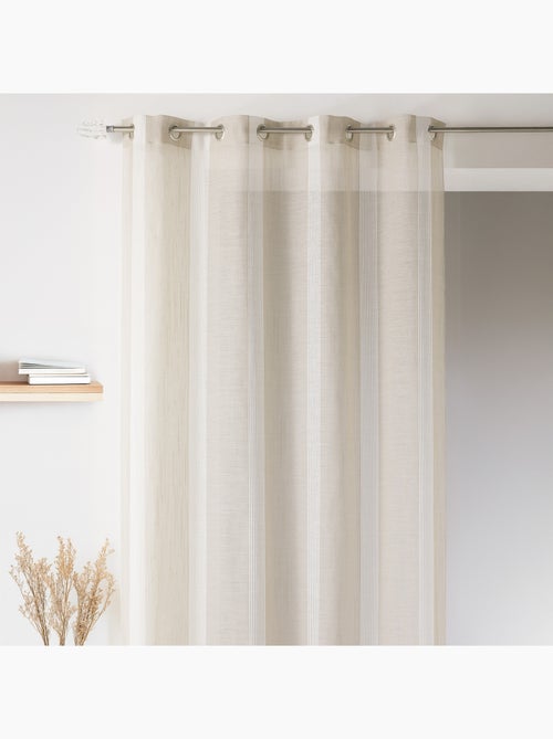 Voilage rayures brodées ton sur ton - Kiabi