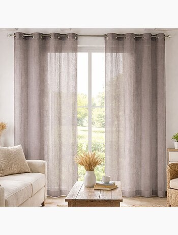 Voilage rayures brodées ton sur ton