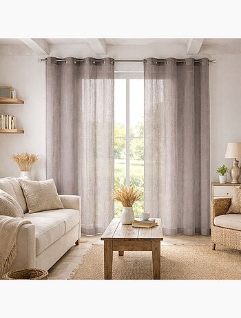 Voilage rayures brodées ton sur ton