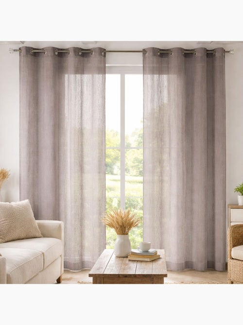 Voilage rayures brodées ton sur ton - Kiabi