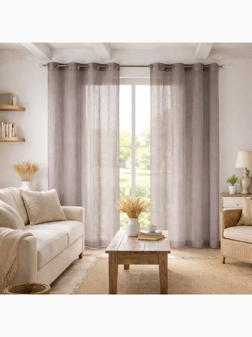 Voilage rayures brodées ton sur ton - Kiabi